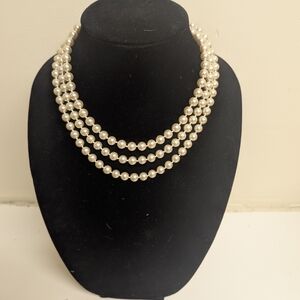 3 Stranded Pearl Necklace Adjustable